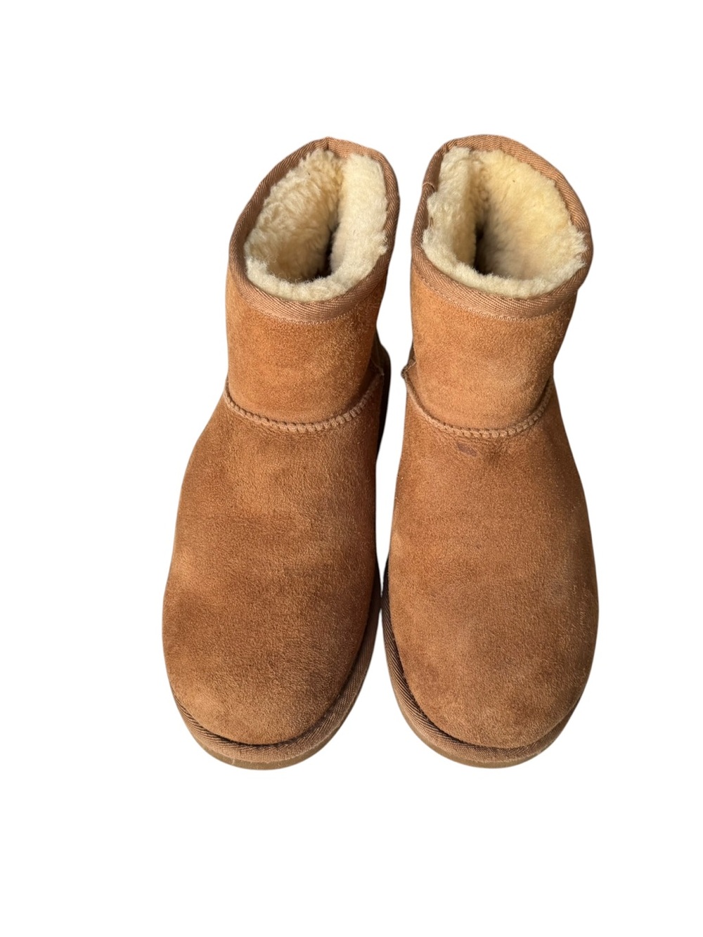 UGG Classic Mini Boots Size 9 US Chestnut Brown Tan Suede Wool Shearling Lining - Picture 7 of 16